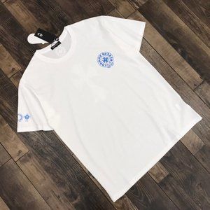 Chrome Hearts Blue Cross Sanskrit Print Short Sleeves